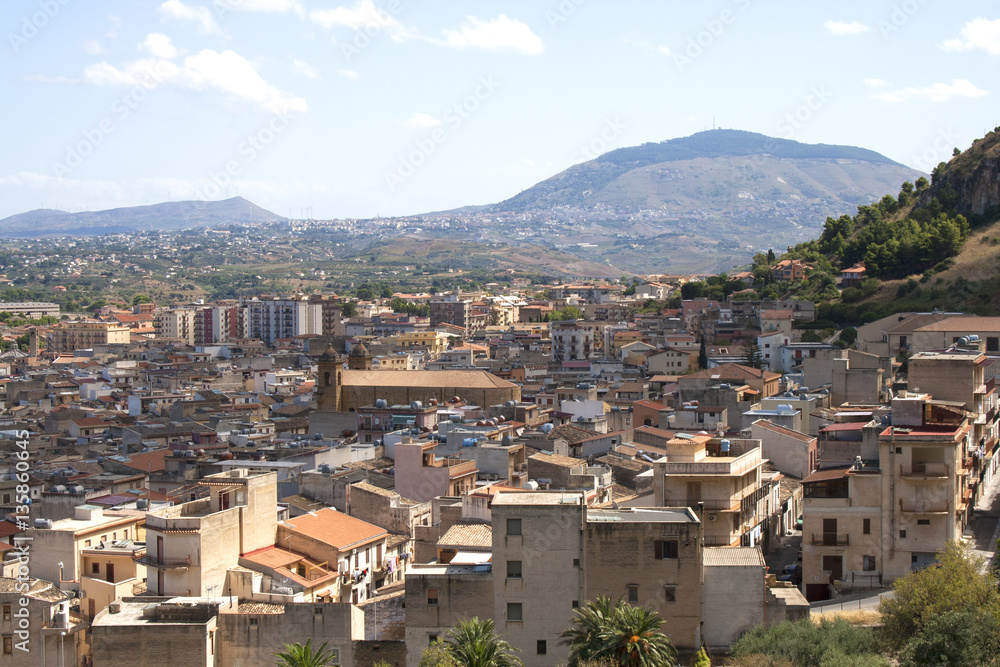Not far from Troppeto, Castellammare del Golfo, view of the townand mountains from above