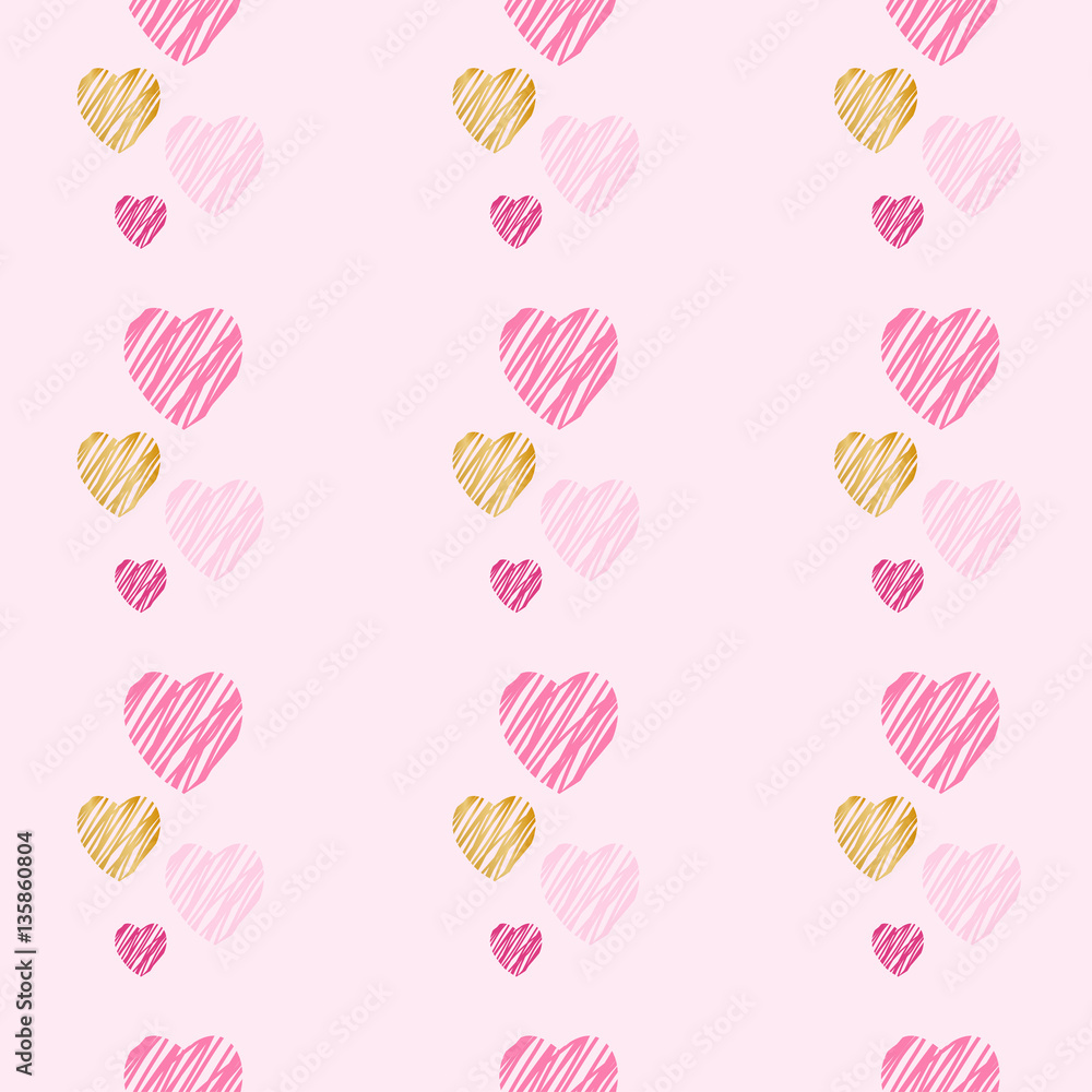 Hand drawn hearts seamless pattern. Hand drawn hearts seamless pattern.