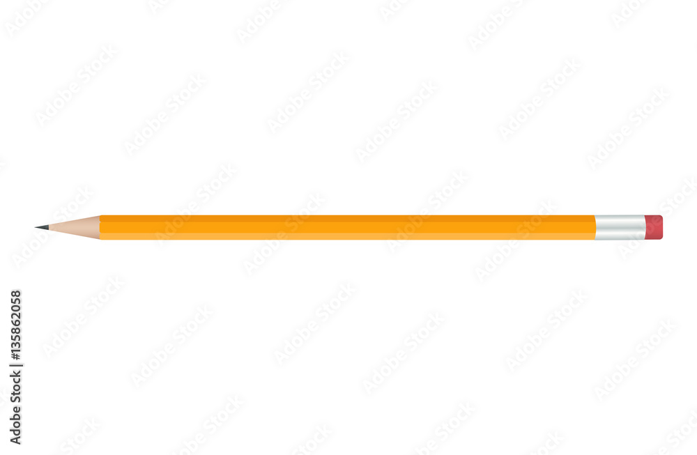 Yellow pencil on white background. illustration. Yellow pencil on white background. illustration.