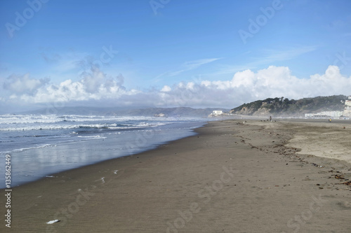 Ocean Beach, San Francisco-surf, sky and Sutro park. photo
