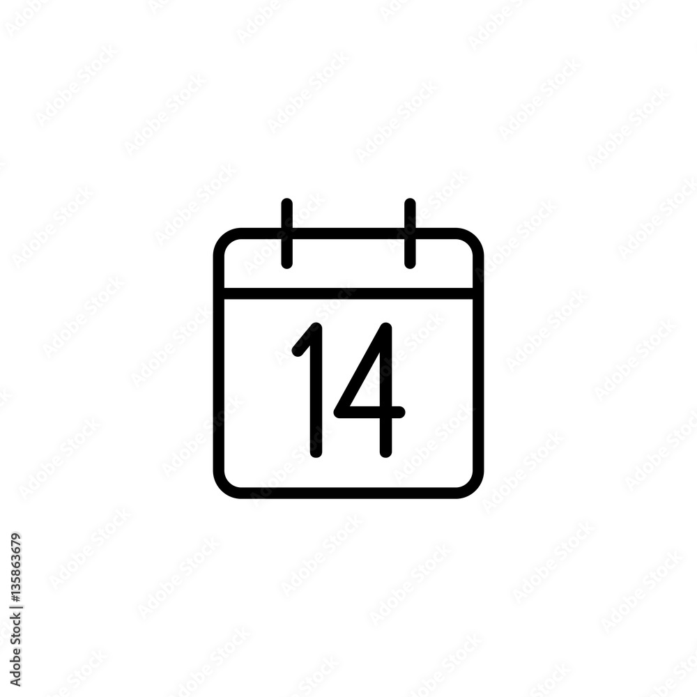 14 february valentine's day, calendar icon on white background 14 february valentine's day, calendar icon on white background