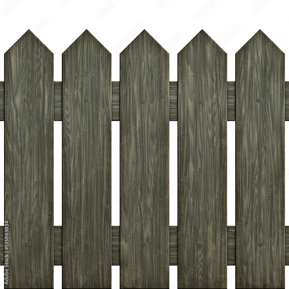 Seamless Battered Wooden Fence   - 3D illustration