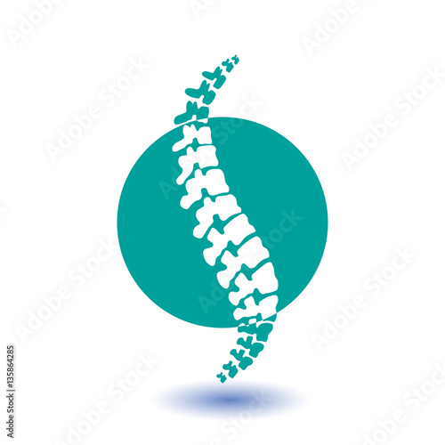 Vector logo template. Human spine isolated silhouette illustration. Spine pain medical center, clinic, rehabilitation, diagnostic, surgery logo element. Flat modern silhouette illustration. Scoliosis