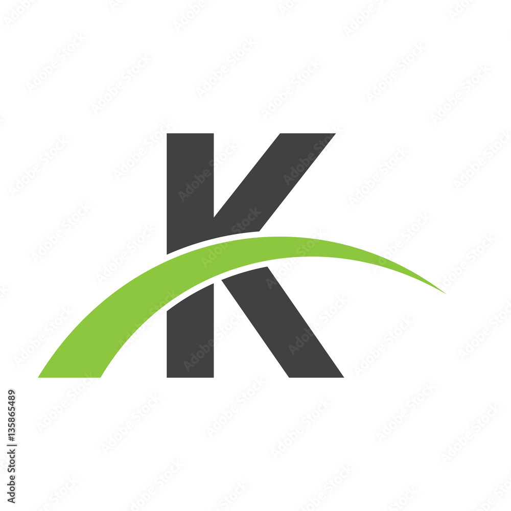 initial letter logo with swoosh green black