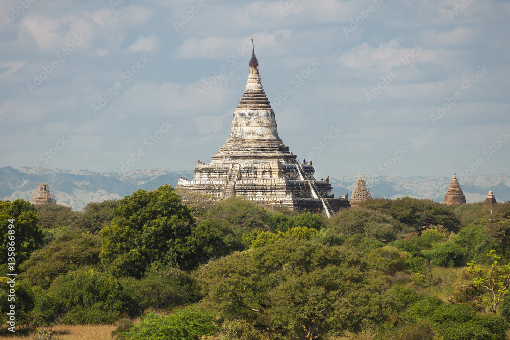 White Temple in Bagan seen from above Shwesandaw 
