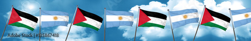 palestine flag with Argentine flag, 3D rendering