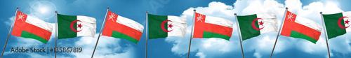 Oman flag with Algeria flag, 3D rendering