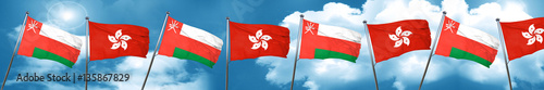 Oman flag with Hong Kong flag, 3D rendering