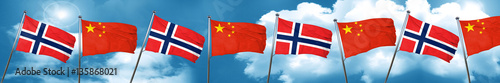 norway flag with China flag, 3D rendering