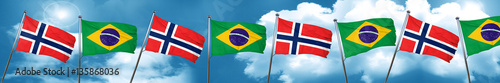 norway flag with Brazil flag, 3D rendering