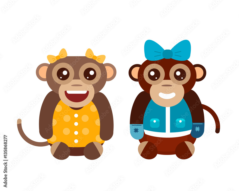 Fototapeta premium Monkey animal fun character vector illustration.