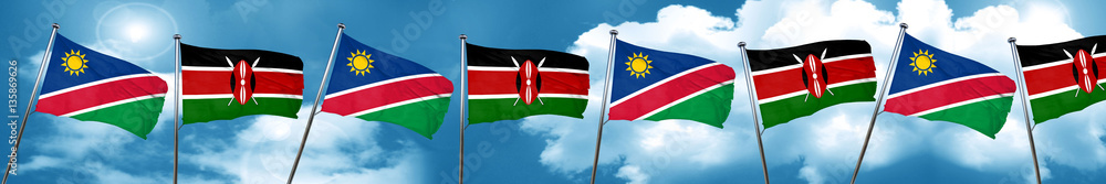 Fototapeta premium Namibia flag with Kenya flag, 3D rendering