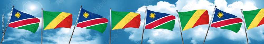 Naklejka premium Namibia flag with congo flag, 3D rendering