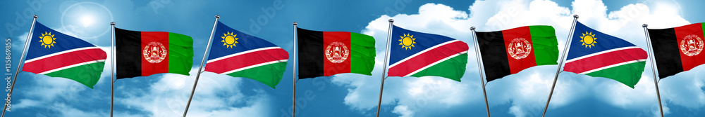 Namibia flag with afghanistan flag, 3D rendering Namibia flag with afghanistan flag, 3D rendering