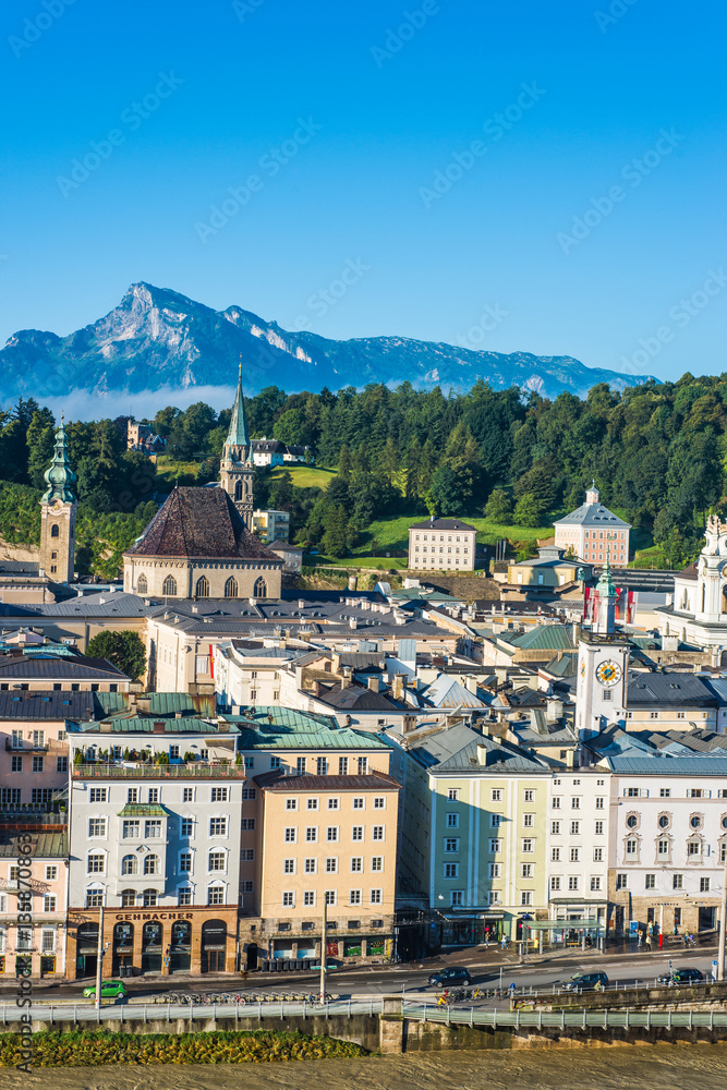 Salzburg general view from Kapuzinerberg viewpoint, Austria