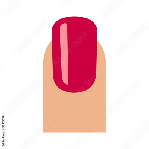 Long fingernail / finger nail with red glossy nail polish flat vector icon for apps and websites photo