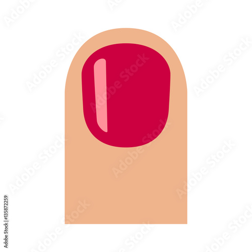 Short fingernail / finger nail with red glossy nail polish flat vector icon for apps and websites photo