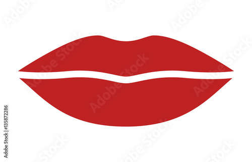 Red female lips for kissing / kiss flat vector icon for apps and websites