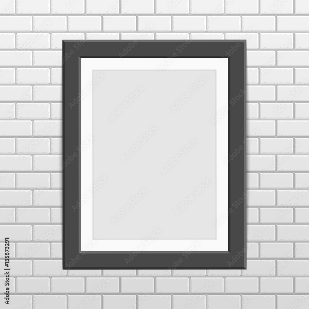 Black frame on brick wall vector. Black frame on brick wall vector.