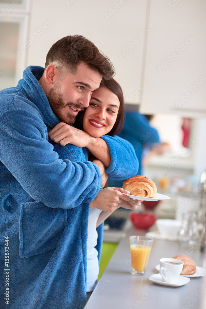 Morning hug in the kitchen Morning hug in the kitchen