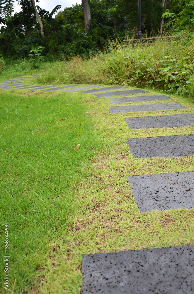 Pathway stone in a nature garden. Pathway stone in a nature garden.