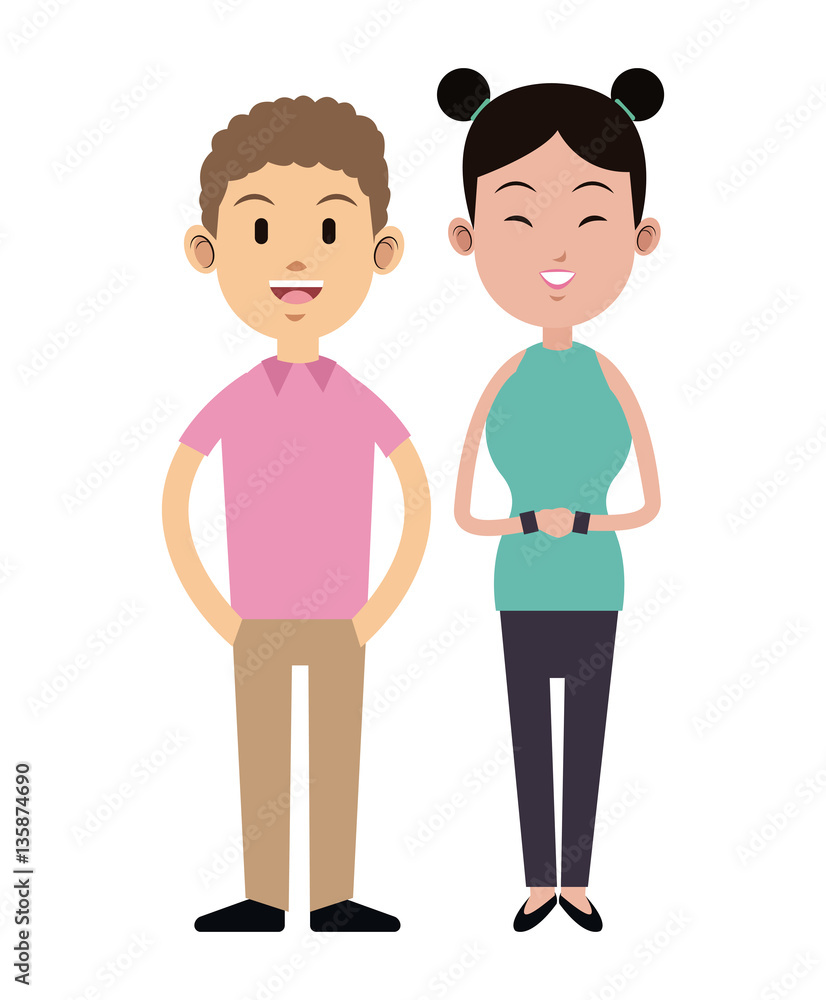boy and woman standing smiling vector illustration eps 10 boy and woman standing smiling vector illustration eps 10