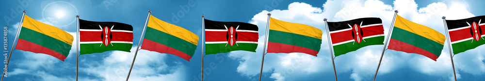Obraz premium Lithuania flag with Kenya flag, 3D rendering