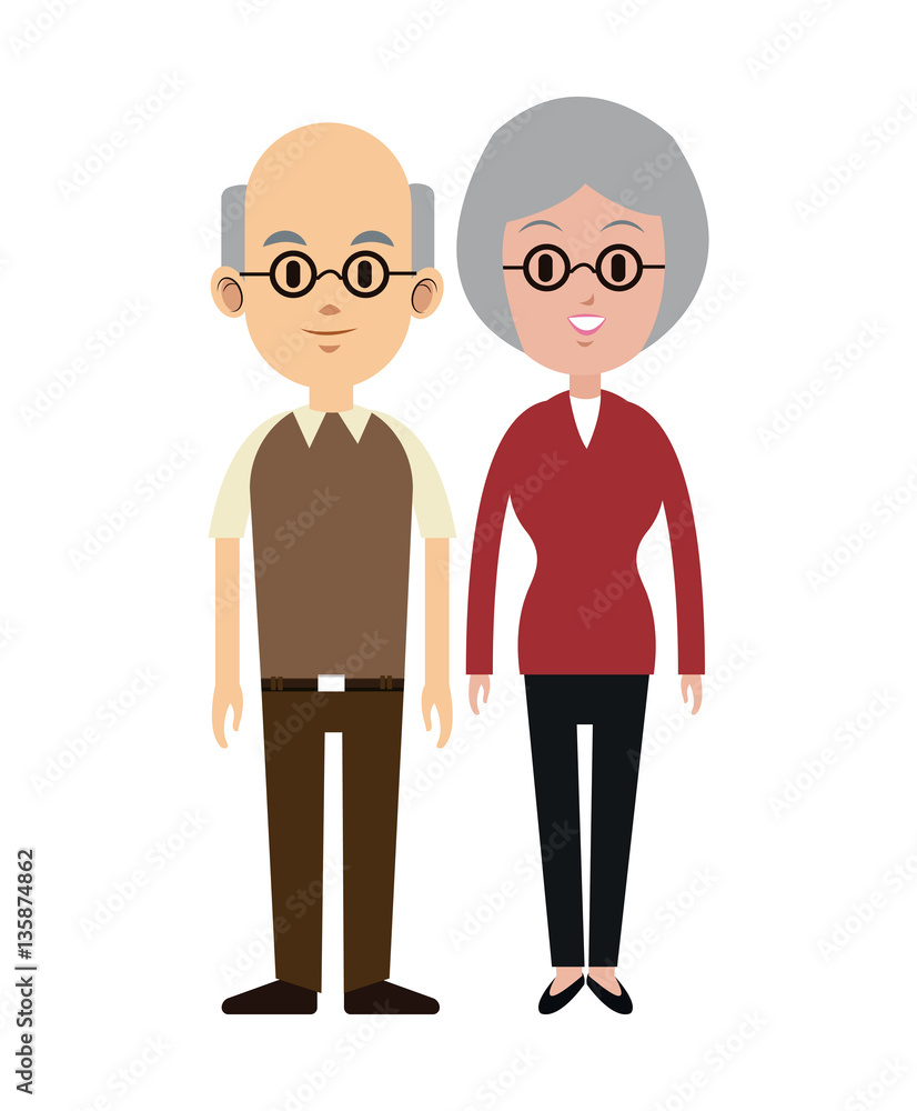 eldely couple with glasses bald vector illustration eps 10 eldely couple with glasses bald vector illustration eps 10