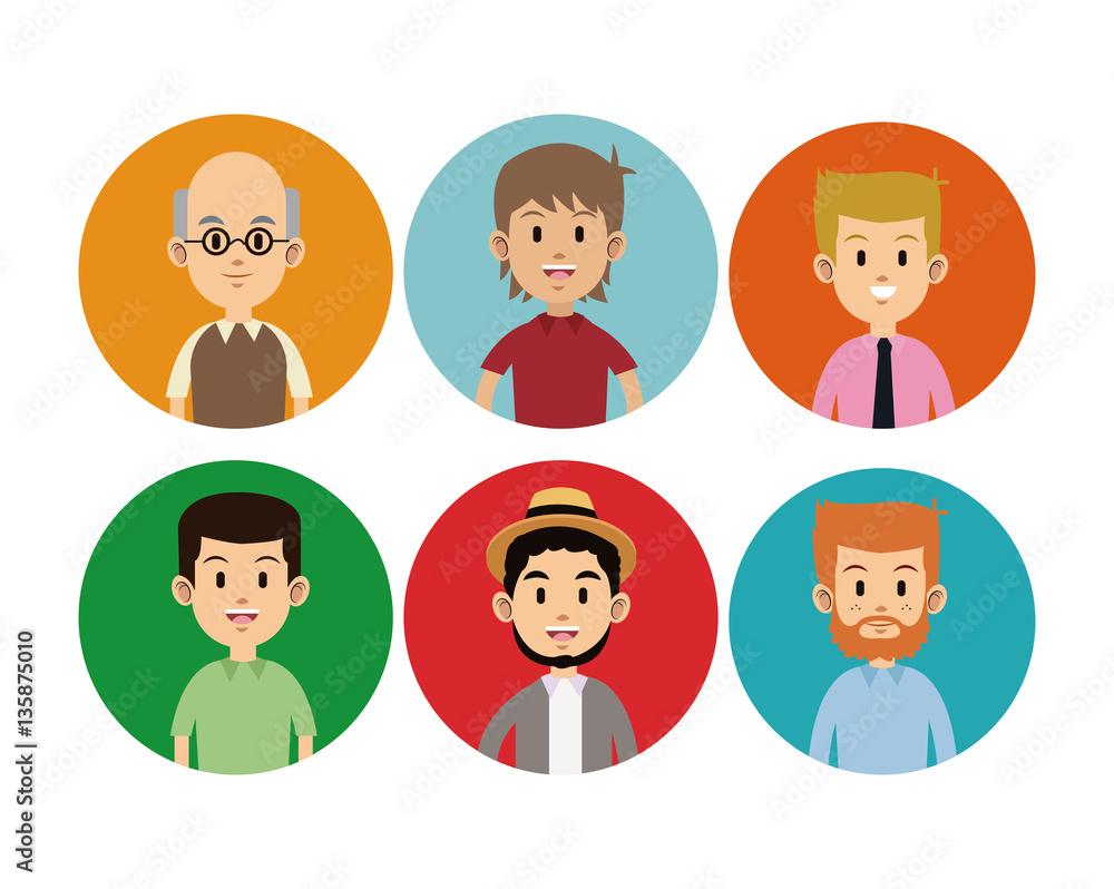 man faces different circle icons vector illustration eps 10 man faces different circle icons vector illustration eps 10