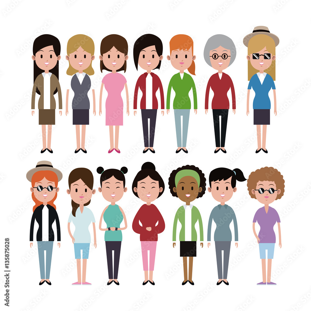 group women ethnicity variety group vector illustration eps 10