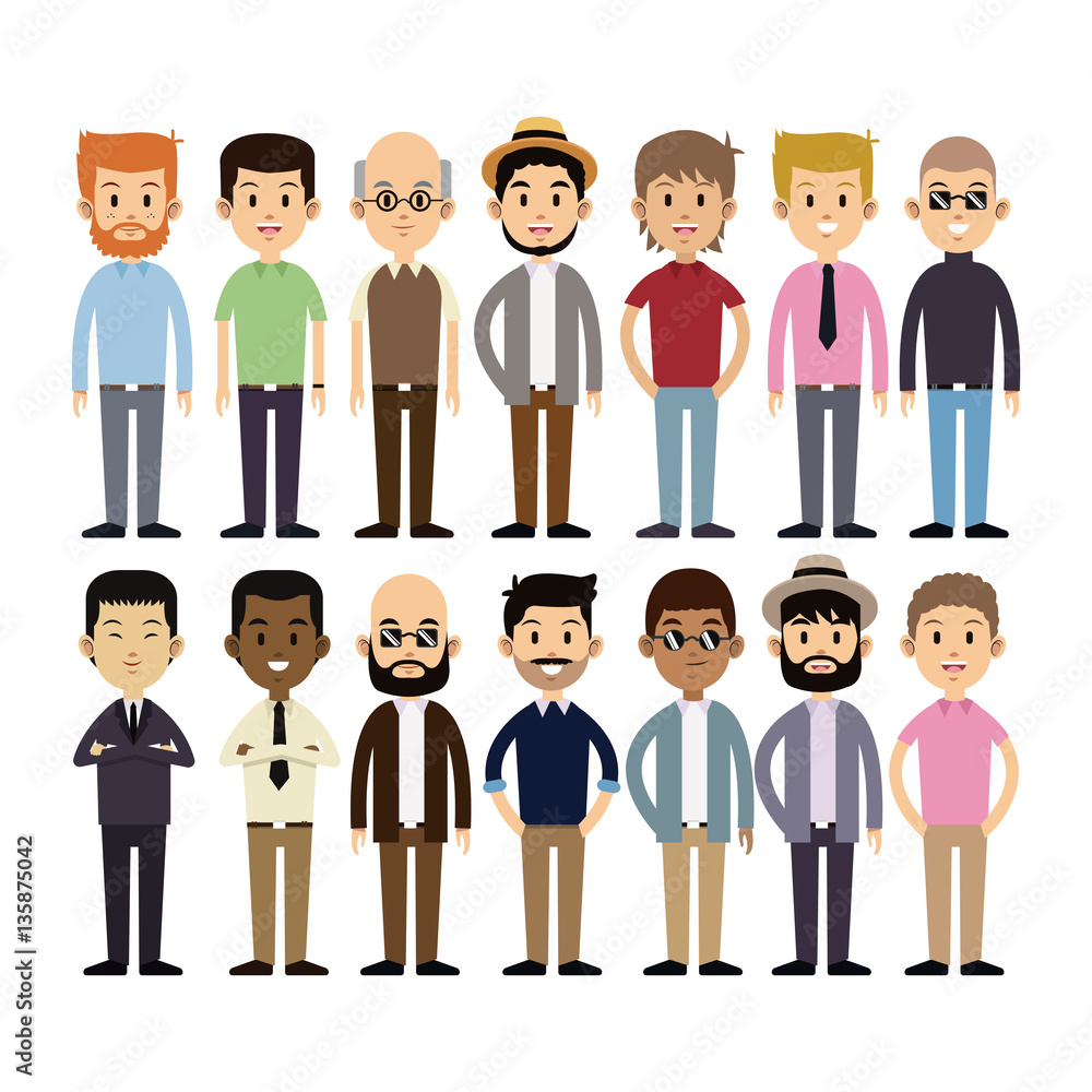 group men multi-cultural fashion vector illustration eps 10 group men multi-cultural fashion vector illustration eps 10