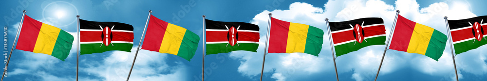 Obraz premium Guinea flag with Kenya flag, 3D rendering