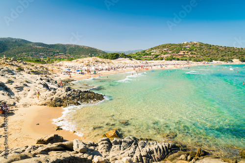 Panorama of Chia coast  Sardinia  Italy.