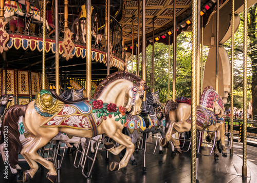 Vintage merry-go-round carousel.