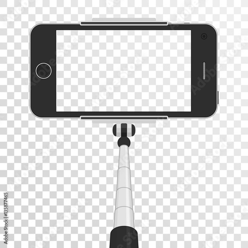 Smartphone with empty screen on monopod.