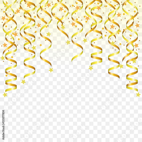 Birthday background with gold streamer.