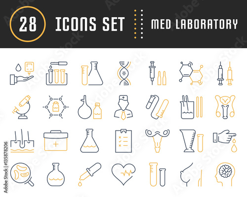 Set Vector Flat Line Icons Medical Laboratory