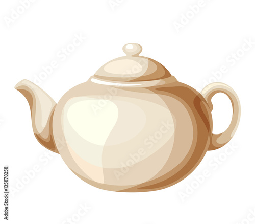 Vector porcelain teapot isolated on a white background.