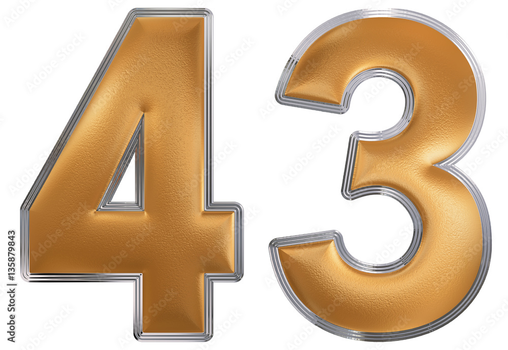 Numeral 43, forty three, isolated on white background, 3d render Numeral 43, forty three, isolated on white background, 3d render