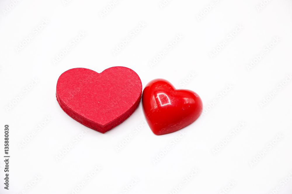 Red hearts are on white background.