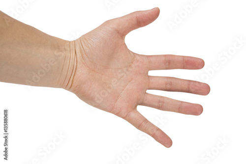Open hand with palm to camera