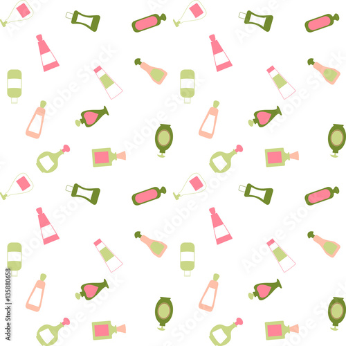 Continuous pattern with cosmetic bottles  - vector illustration