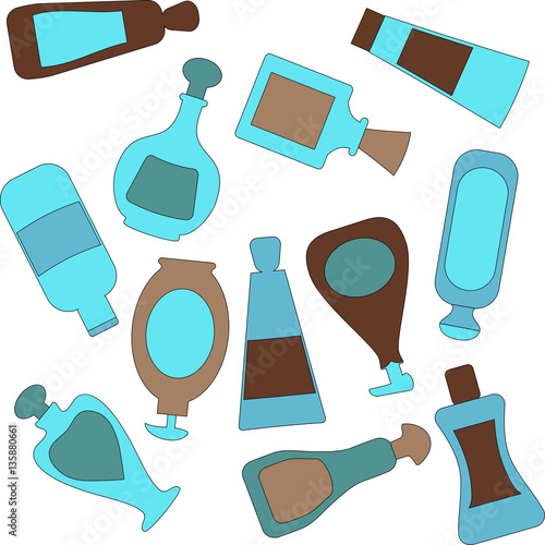 Continuous pattern with cosmetic bottles  - vector illustration
