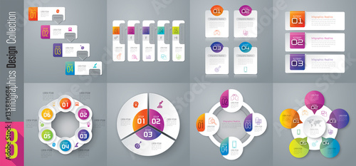 Infographic design vector and business icons with 3, 4, 5 and 6 options.