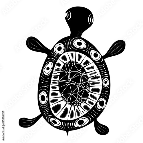 Petroglyphic Turtle - vector illustration