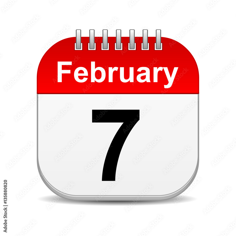 Fototapeta premium February 7 on calendar icon