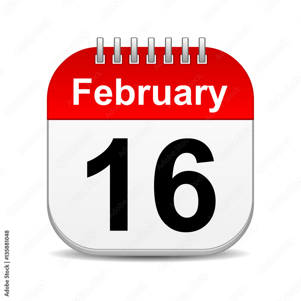Fototapeta premium February 16 on calendar icon