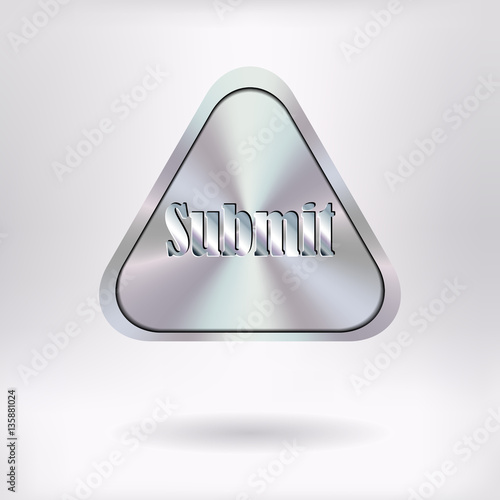 Brushed Metal Triangular Button - Submit - vector illustration