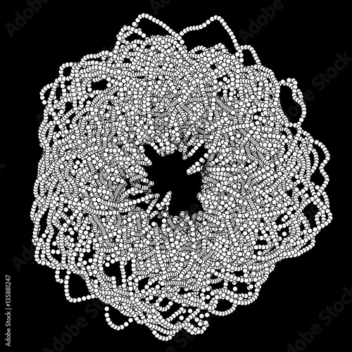Dotted round plexus for design project on black - vector illustration 