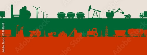 Energy and Power icons set on Bulgaria flag backdrop. Header or footer banner. Sustainable energy generation and heavy industry. Vector illustration. Seamless background